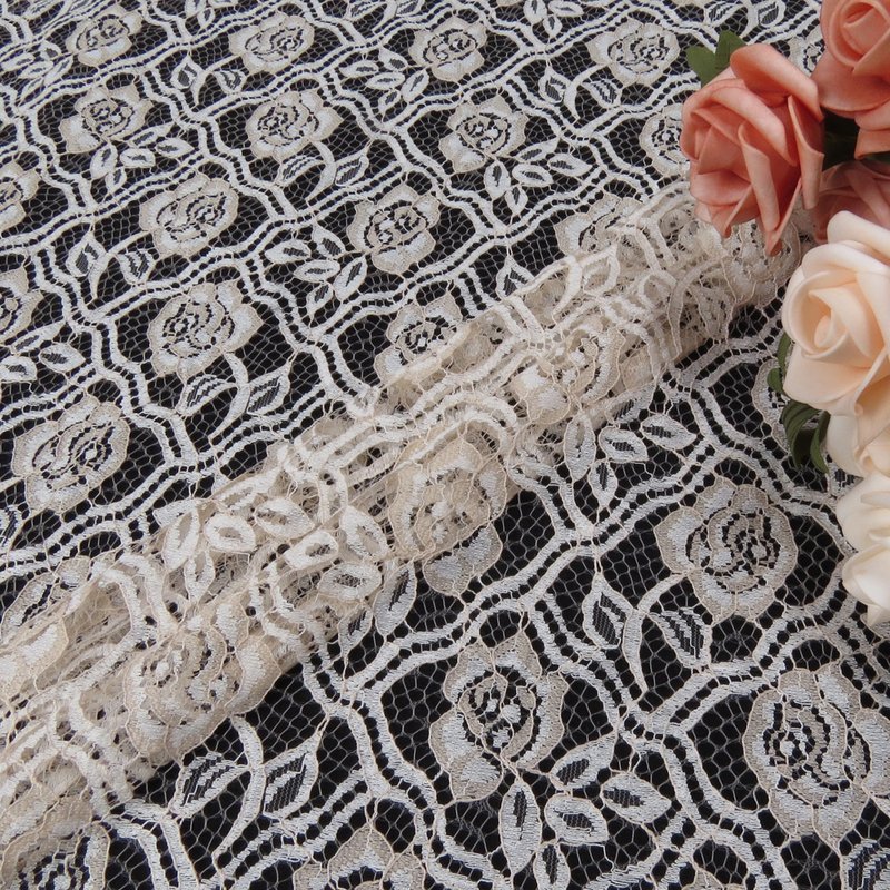 Lace Fabric Rose Dress Nylon for Women's Wear Wholesale Supplier 16